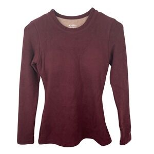 OGL Move Womens XS Burgundy Thermal Long Sleeve Top Built-in Bra